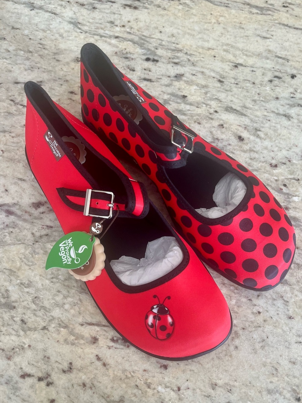 BNWT Hot Chocolate Design ladybug maryjane flats